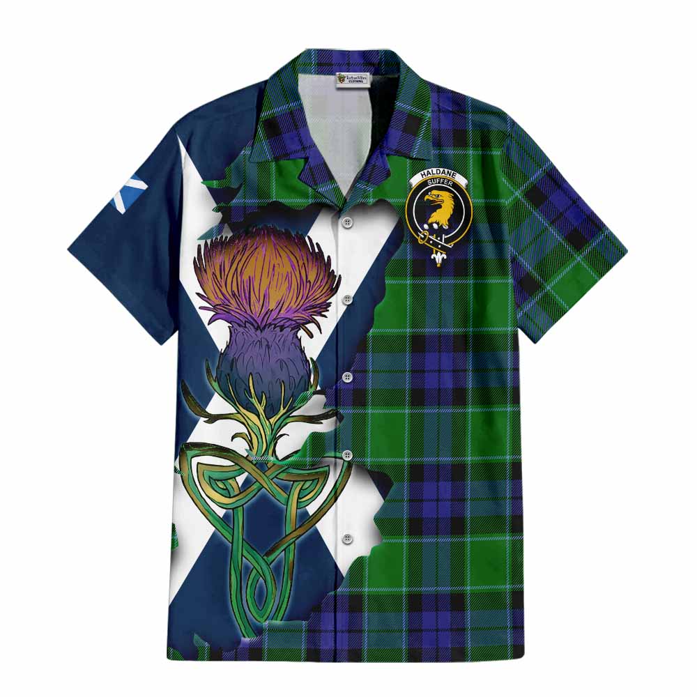 Haldane Tartan Family Crest Hawaiian Shirt Scottish Thistle Celtic Inspired Kid - Tartan Vibes Clothing