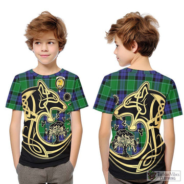 Haldane Tartan Kid T-Shirt with Family Crest Celtic Wolf Style Youth XL Size14 - Tartan Vibes Clothing