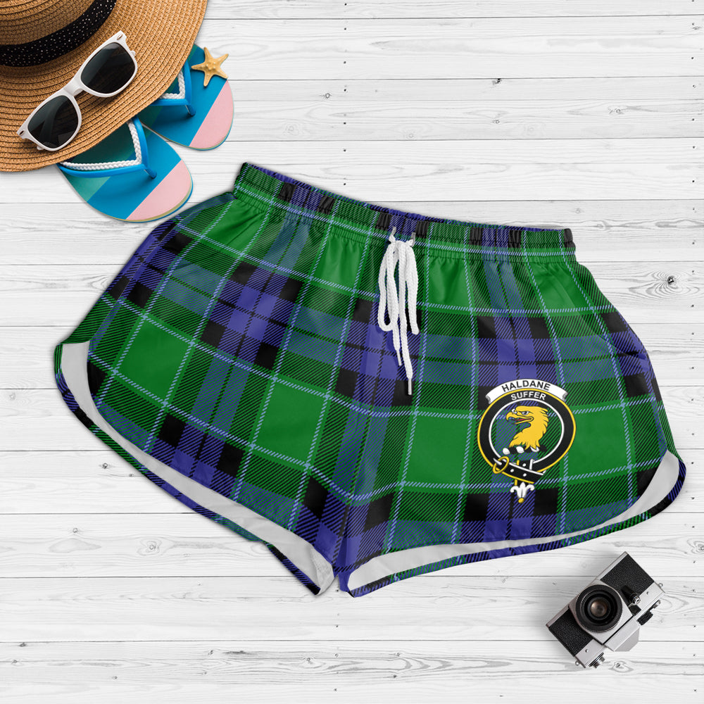 Haldane Tartan Womens Shorts with Family Crest 4XL - Tartan Vibes Clothing