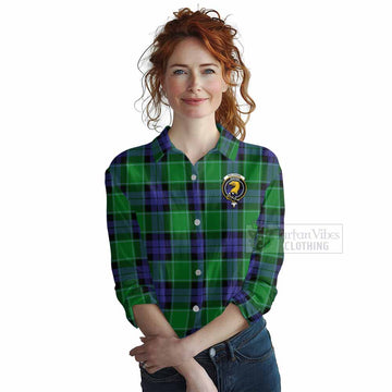 Haldane Tartan Women's Casual Shirt with Family Crest DNA In Me Style Female - Tartan Vibes Clothing