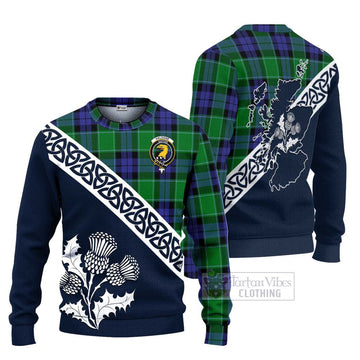 Haldane Tartan Ugly Sweater Featuring Thistle and Scotland Map Unisex - Tartan Vibes Clothing