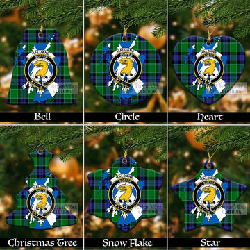 Haldane Tartan Christmas Ceramic Ornaments with Family Crest and Scotland Map Ceramic - Tartan Vibes Clothing
