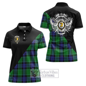 Haldane Tartan Women's Polo Shirt with Family Crest and Military Logo Style Women - Tartan Vibes Clothing