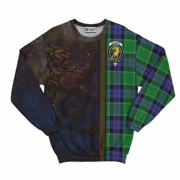 Haldane Tartan Family Crest Sweatshirt Alba Gu Brath Be Brave Lion Ancient Style Unisex - Tartan Vibes Clothing
