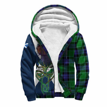 Haldane Tartan Family Crest Sherpa Hoodie Scottish Thistle Celtic Inspired Unisex S - Tartan Vibes Clothing