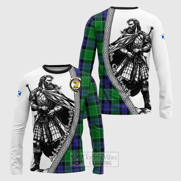 Haldane Tartan Clan Crest Long Sleeve T-Shirt with Highlander Warrior Celtic Style Unisex - Tartan Vibes Clothing