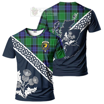 Haldane Tartan T-Shirt Featuring Thistle and Scotland Map Kid's Shirt - Tartanvibesclothing Store