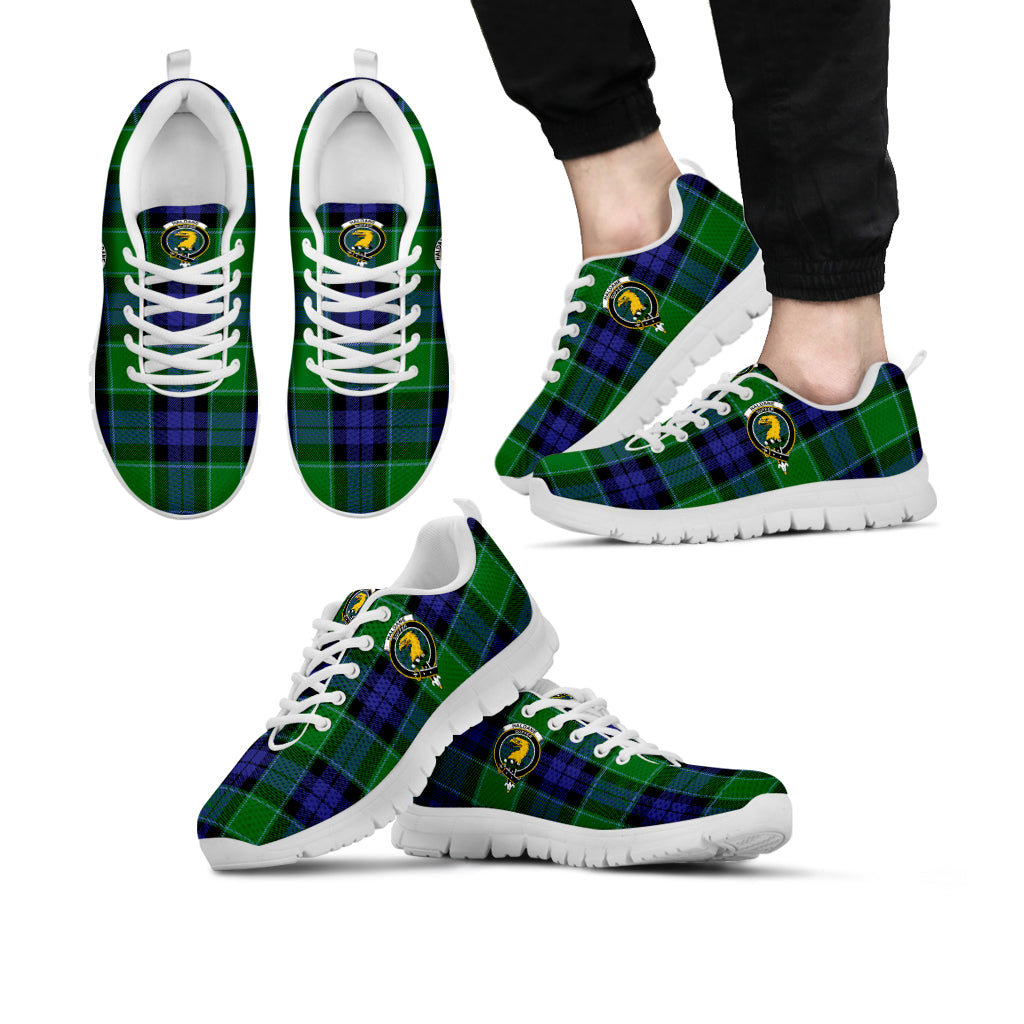 Haldane Tartan Sneakers with Family Crest Kid's Sneakers - Tartan Vibes Clothing