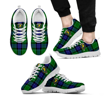 Haldane Tartan Sneakers with Family Crest Kid's Sneakers - Tartan Vibes Clothing