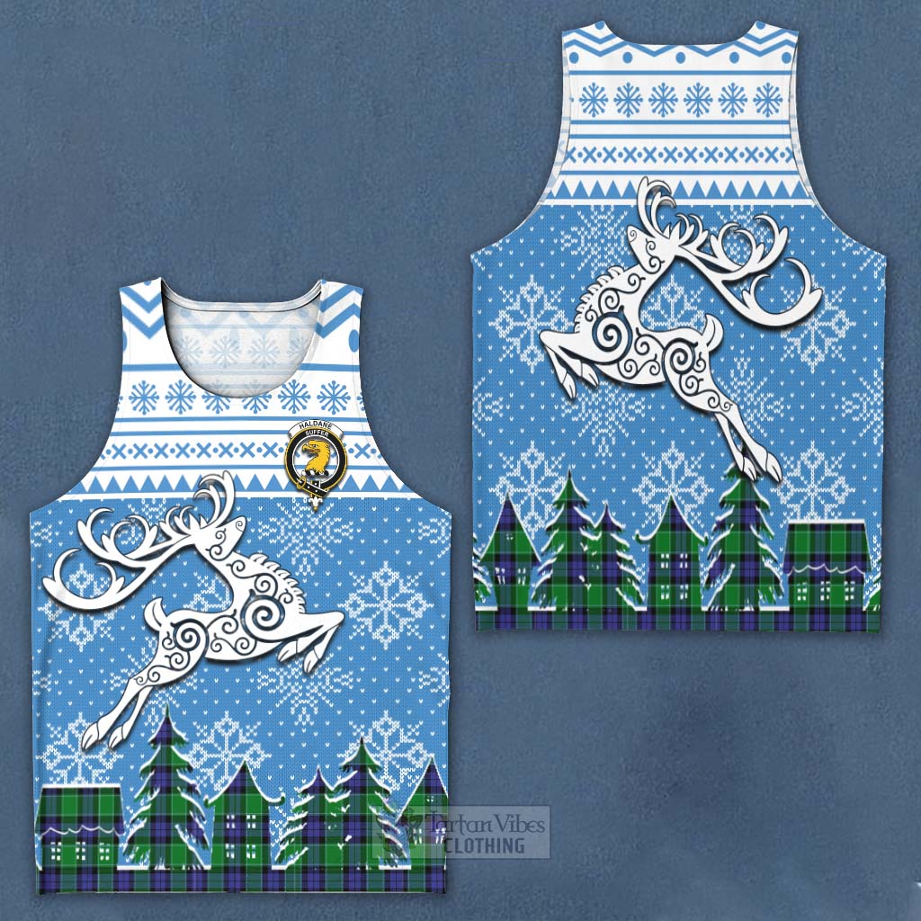 Haldane Clan Christmas Men's Tank Top Celtic Reindeer Style Men - Tartan Vibes Clothing