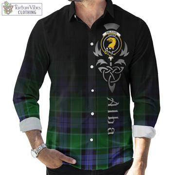Haldane Tartan Long Sleeve Button Up Featuring Alba Gu Brath Family Crest Celtic Inspired Men's Shirt - Tartan Vibes Clothing