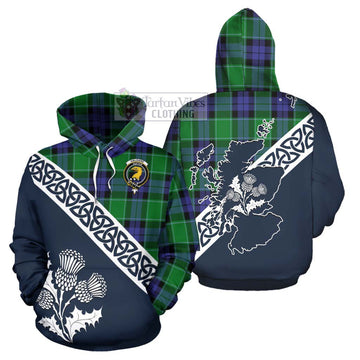 Haldane Tartan Hoodie Featuring Thistle and Scotland Map Zip Hoodie - Tartan Vibes Clothing
