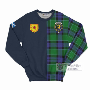 Haldane Tartan Sweatshirt Alba with Scottish Lion Royal Arm Half Style Unisex - Tartan Vibes Clothing