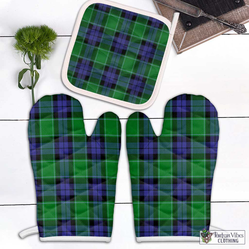 Haldane Tartan Combo Oven Mitt & Pot-Holder Combo 2 Oven Mitt & 1 Pot-Holder Black - Tartan Vibes Clothing