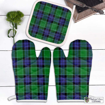 Haldane Tartan Combo Oven Mitt & Pot-Holder Combo 2 Oven Mitt & 1 Pot-Holder Black - Tartan Vibes Clothing