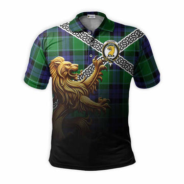 Haldane Crest Tartan Polo Shirt with Golden Lion Emblem Celtic Style Kid - Tartan Vibes Clothing
