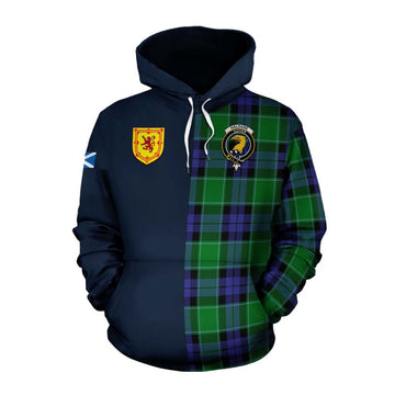 Haldane Tartan Cotton Hoodie Alba with Scottish Lion Royal Arm Half Style Pullover Hoodie XS - Tartan Vibes Clothing