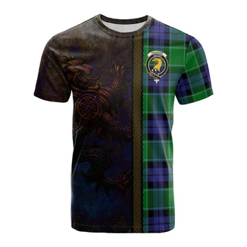Tartan Vibes Clothing Haldane Tartan Family Crest Cotton T-shirt Alba Gu Brath Be Brave Lion Ancient Style