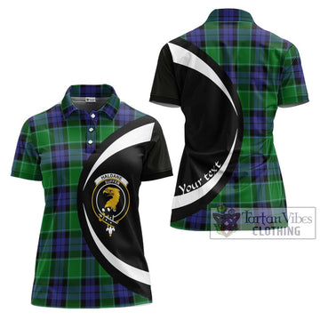 Haldane Tartan Women's Polo Shirt with Family Crest Circle Style Women - Tartan Vibes Clothing