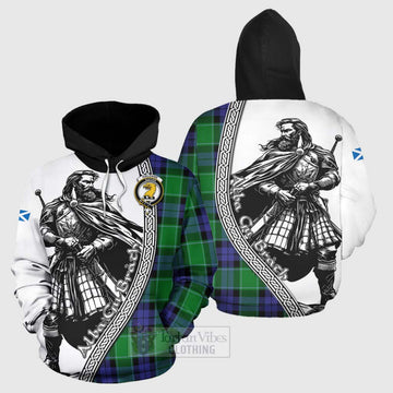 Haldane Tartan Clan Crest Hoodie with Highlander Warrior Celtic Style Zip Hoodie - Tartan Vibes Clothing