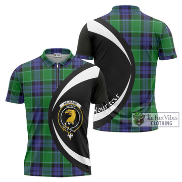 Tartan Vibes Clothing Haldane Tartan Zipper Polo Shirt with Family Crest Circle Style