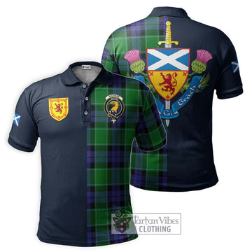 Haldane Tartan Polo Shirt Alba with Scottish Lion Royal Arm Half Style Kid - Tartan Vibes Clothing