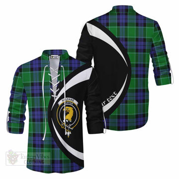 Haldane Tartan Ghillie Kilt Shirt with Family Crest Circle Style Men - Tartan Vibes Clothing