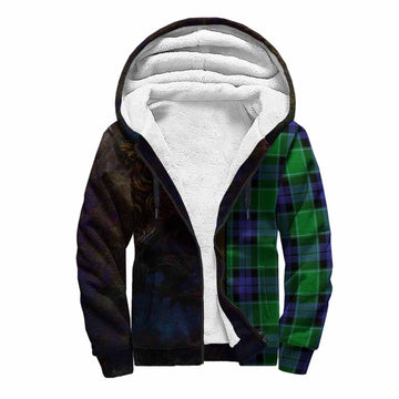 Haldane Tartan Family Crest Sherpa Hoodie Alba Gu Brath Be Brave Lion Ancient Style Unisex S - Tartan Vibes Clothing