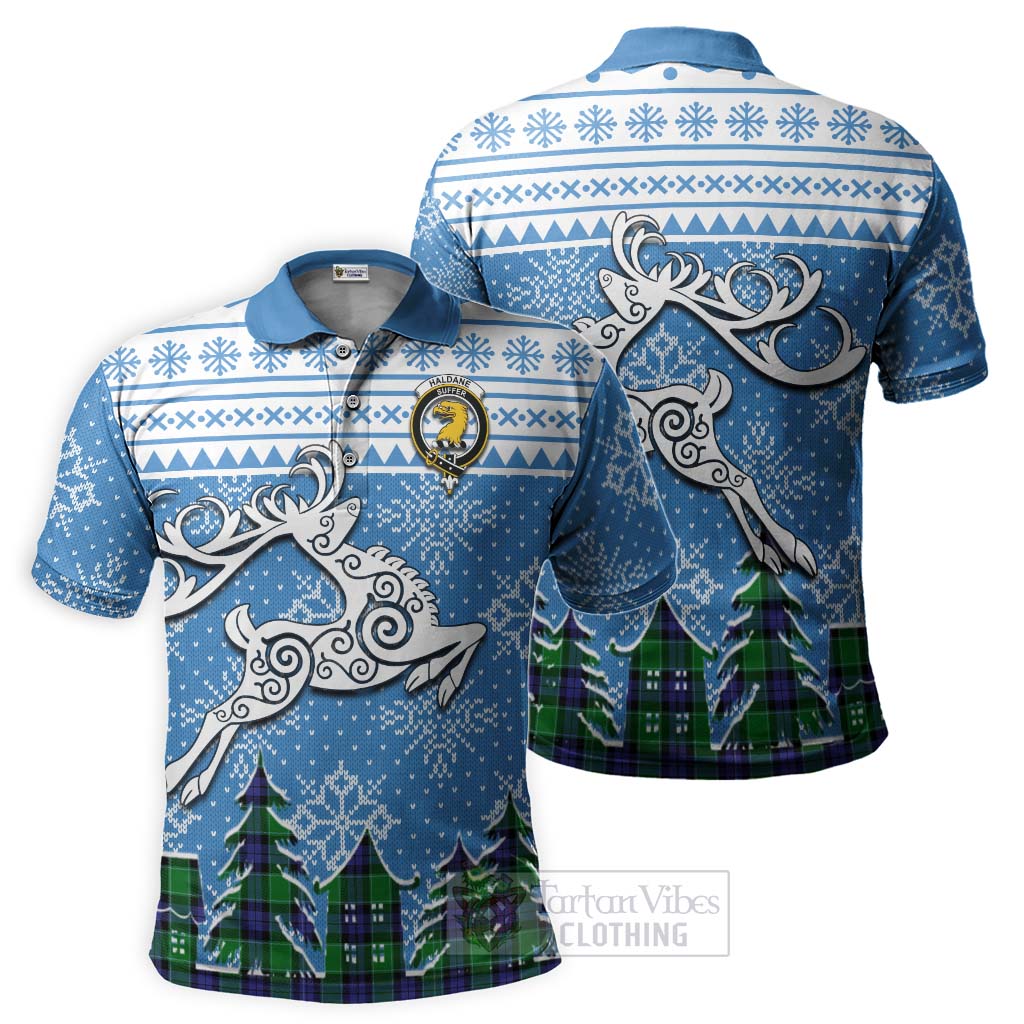 Haldane Clan Christmas Polo Shirt Celtic Reindeer Style Kid - Tartan Vibes Clothing
