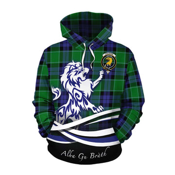 Haldane Tartan Cotton Hoodie with Alba Gu Brath Regal Lion Emblem Pullover Hoodie XS - Tartan Vibes Clothing