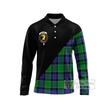 Haldane Tartan Long Sleeve Polo Shirt with Family Crest and Military Logo Style Unisex - Tartan Vibes Clothing