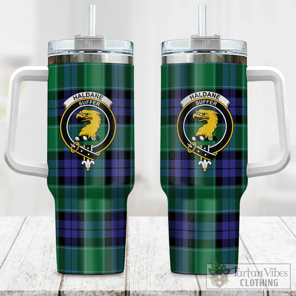 Haldane Tartan Tumbler with Handle with Family Crest One Size 40 OZ - Tartan Vibes Clothing