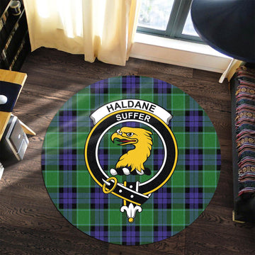 Haldane Tartan Round Rug with Family Crest Premium Round Rug - Tartan Vibes Clothing