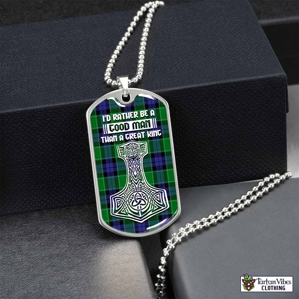 Haldane Tartan Dog Tag Necklace Viking Mjolnir Style Silver No - Tartan Vibes Clothing