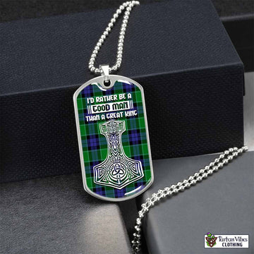 Haldane Tartan Dog Tag Necklace Viking Mjolnir Style Silver No - Tartan Vibes Clothing