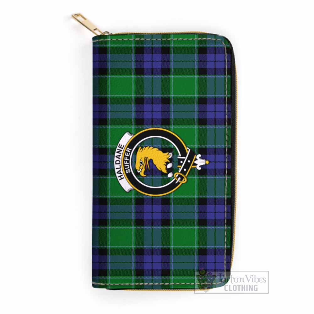 Haldane Tartan Women's Leather Wallet with Family Crest One Size 19.7*10.5*3.5 cm - Tartan Vibes Clothing