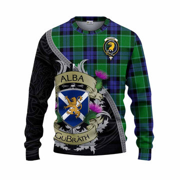 Haldane Tartan Family Crest Knitted Sweater Lion Rampant Royal Thistle Shield Celtic Inspired Unisex - Tartan Vibes Clothing