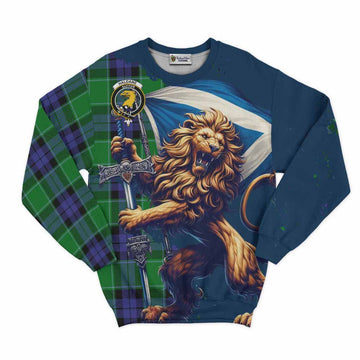 Haldane Tartan Family Crest Sweatshirt with Scottish Majestic Lion Unisex - Tartan Vibes Clothing