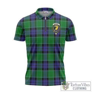 Haldane Tartan Zipper Polo Shirt with Family Crest Unisex - Tartan Vibes Clothing