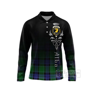 Haldane Tartan Long Sleeve Polo Shirt Featuring Alba Gu Brath Family Crest Celtic Inspired Unisex - Tartan Vibes Clothing