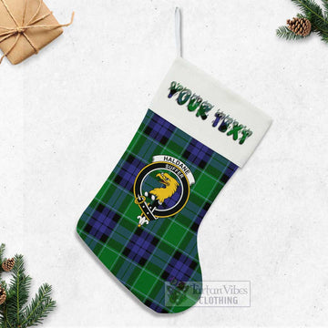 Haldane Tartan Family Crest Christmas Stocking with Personalized Text - Tartan Vibes Clothing