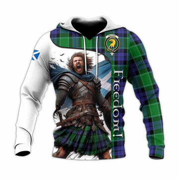 Tartan Vibes Clothing Haldane Crest Tartan Knitted Hoodie Inspired by the Freedom of Scottish Warrior