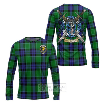 Haldane Tartan Long Sleeve T-Shirt with Family Crest Celtic Skull Style Unisex - Tartan Vibes Clothing