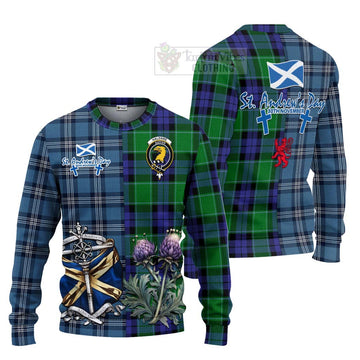 Haldane Tartan Knitted Sweater Happy St. Andrew's Day Half Tartan Style Unisex - Tartan Vibes Clothing