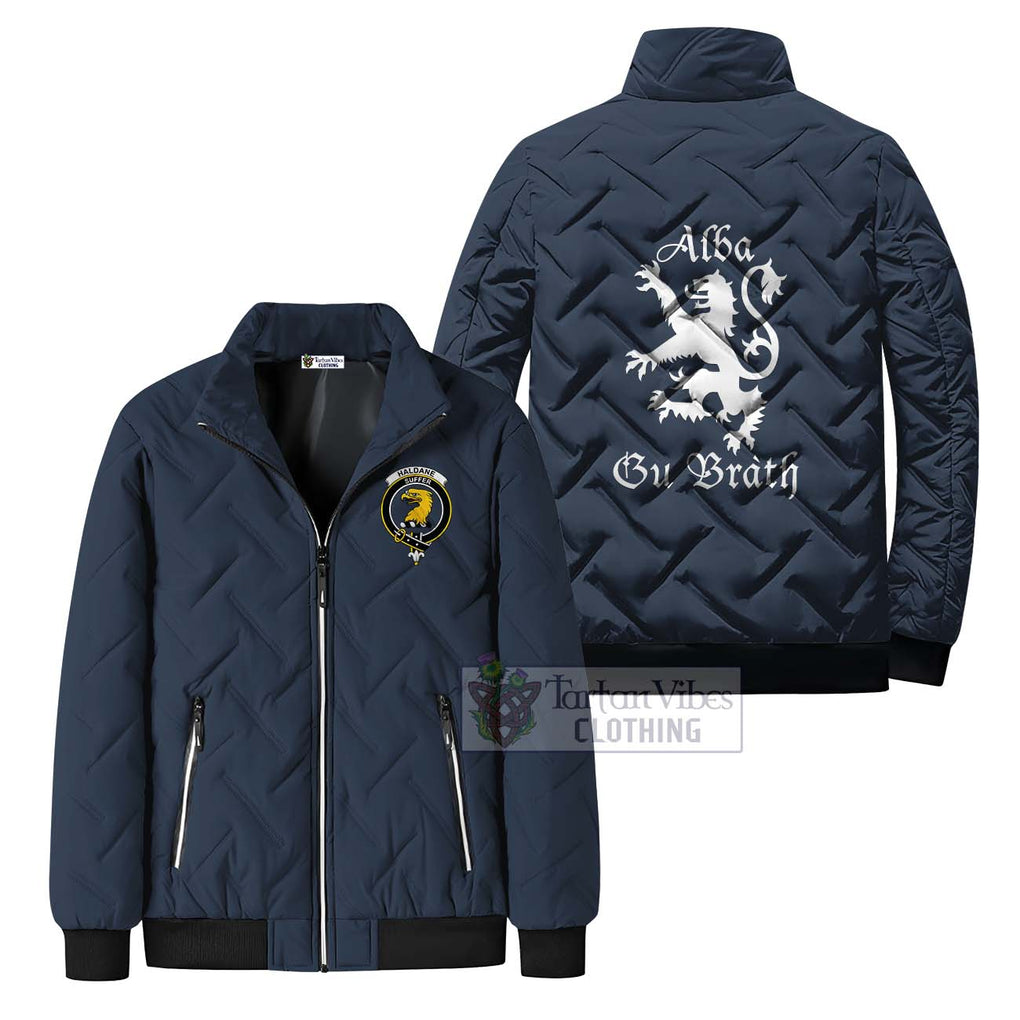 Haldane Family Crest Padded Cotton Jacket Lion Rampant Alba Gu Brath Style Unisex - 2D-tartanvibesclothing