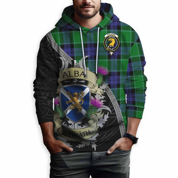 Haldane Tartan Family Crest Hoodie Lion Rampant Royal Thistle Shield Celtic Inspired Pullover Hoodie - Tartan Vibes Clothing