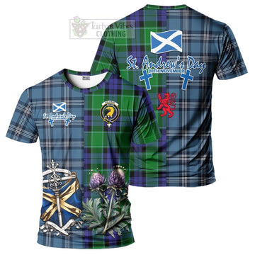 Haldane Tartan T-Shirt Happy St. Andrew's Day Half Tartan Style Kid's Shirt - Tartan Vibes Clothing