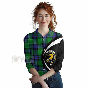 Haldane Tartan Women's Casual Shirt with Family Crest Circle Style Female - Tartan Vibes Clothing