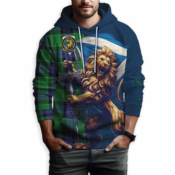 Haldane Tartan Family Crest Hoodie with Scottish Majestic Lion Zip Hoodie - Tartan Vibes Clothing