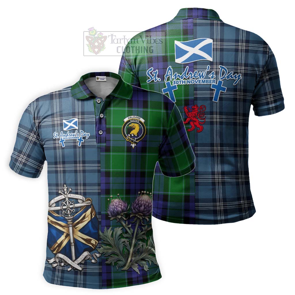 Haldane Tartan Polo Shirt Happy St. Andrew's Day Half Tartan Style Kid - Tartan Vibes Clothing